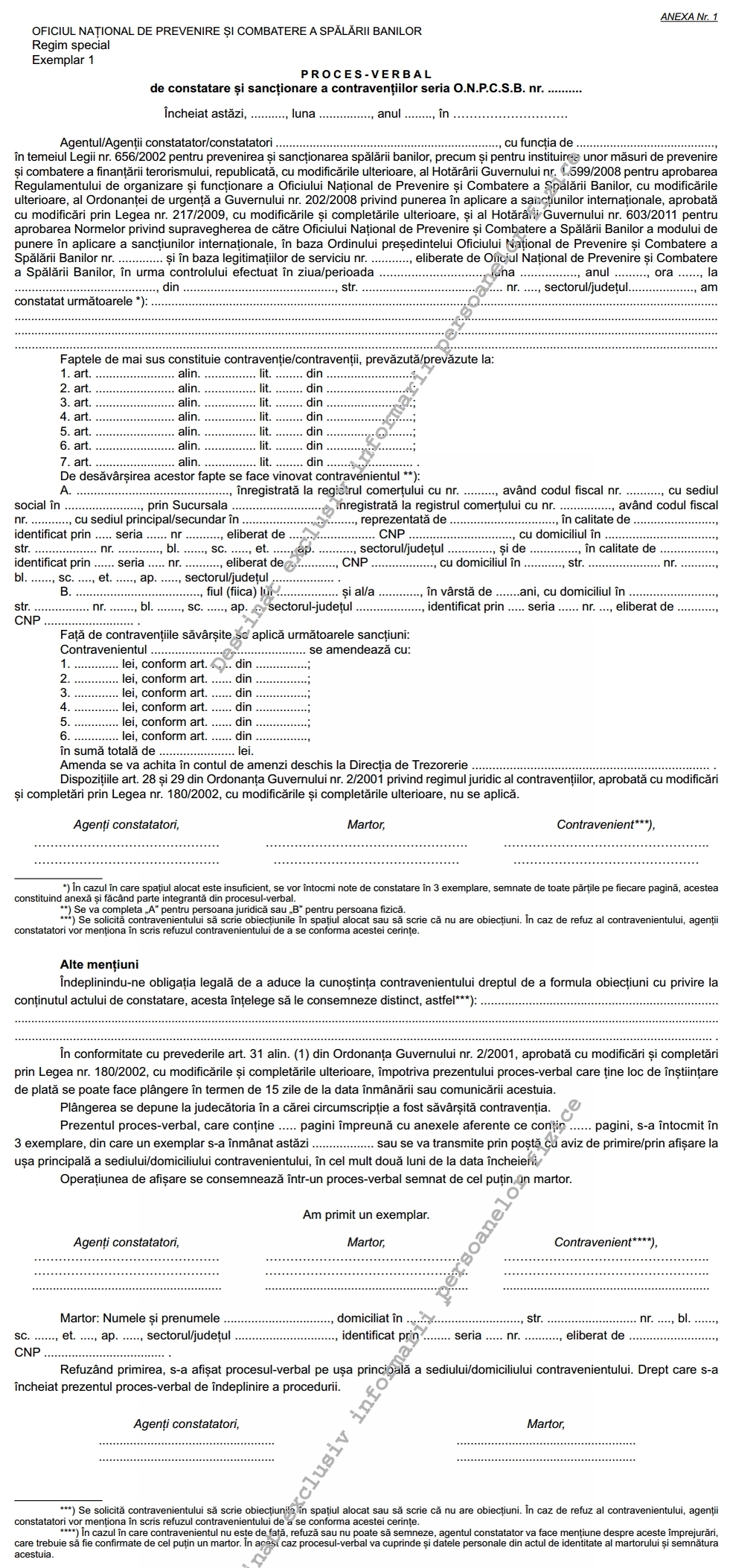 Ordinul Onpcsb Nr 71 2015 Aprobarea Formularului Tipizat Proces Verbal De Constatare Si Sanctionare A Contraventiilor