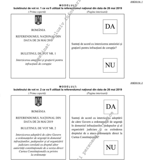 La Referendumul Privind JustiÈ›ia Vom Primi DouÄƒ Buletine De Vot Cate Unul Pentru Fiecare Intrebare