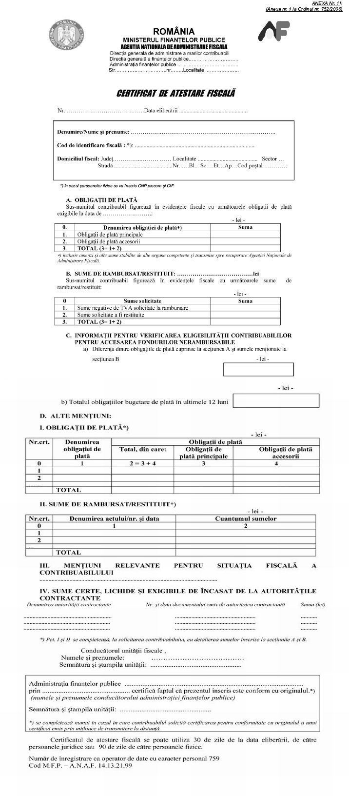 Certificatul De Atestare Fiscala Cum Arata Documentul In 2012 Si Prin Ce Procedura Se Obtine