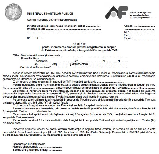 Ordinul Anaf Nr 3 331 2013 Aprobarea Procedurii De Modificare Din Oficiu A Vectorului Fiscal Cu Privire La Tva Precum Si A Modelului Si Continutului Unor Formulare